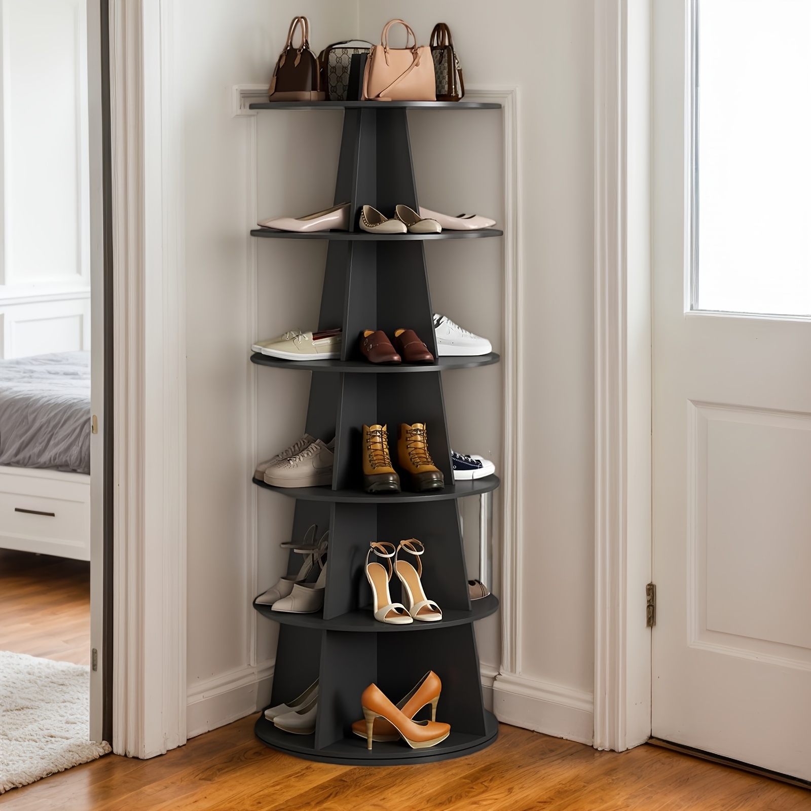 Étagère à Chaussures Ronde - Solutions De Rangement Rotatives à 360° Gain De Place
