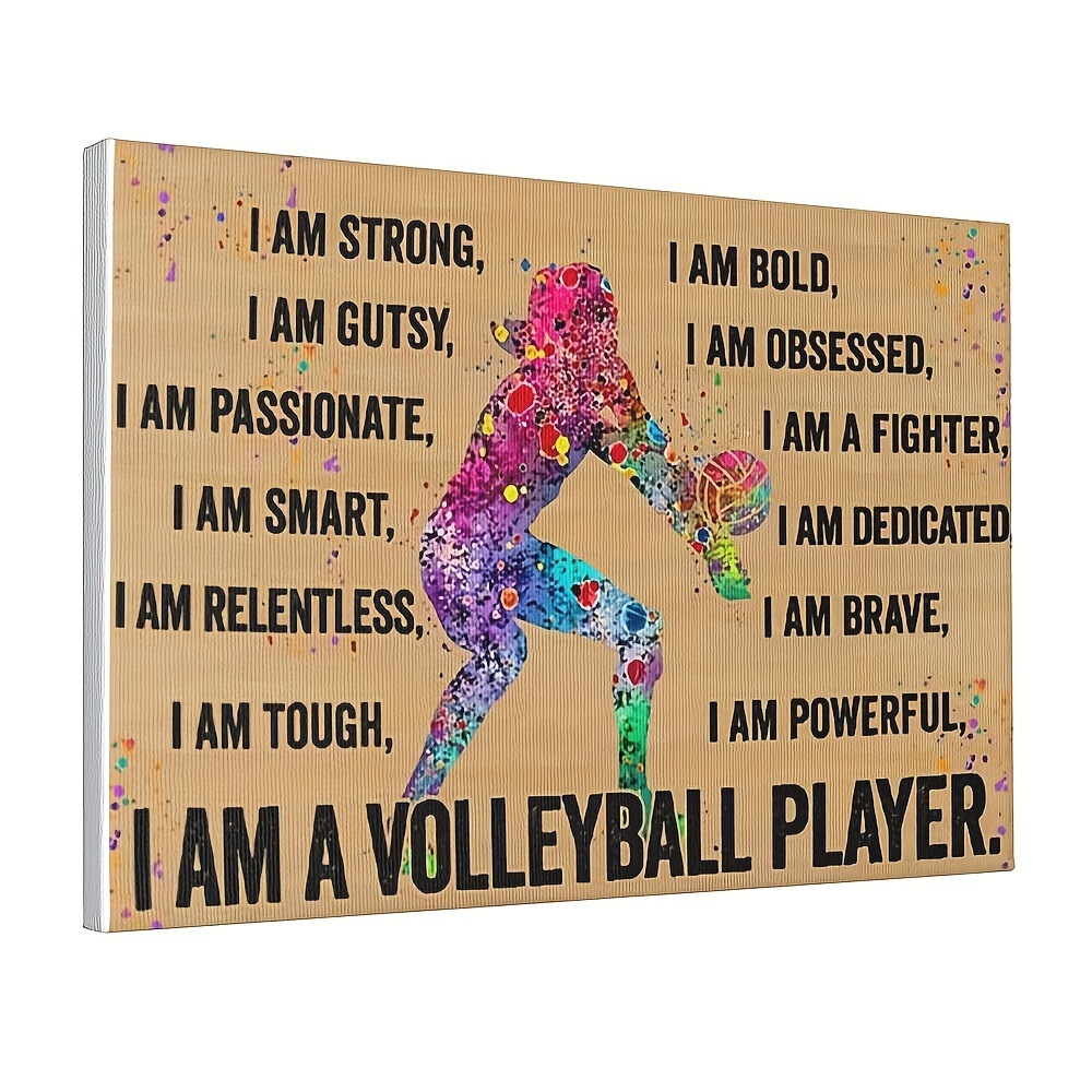 

Volleyball Player Motivational Poster, Frameless Canvas Wall Art, Inspirational Quote Sports Print, Modern Painting Decor For Girls Room, 12x18 Inches