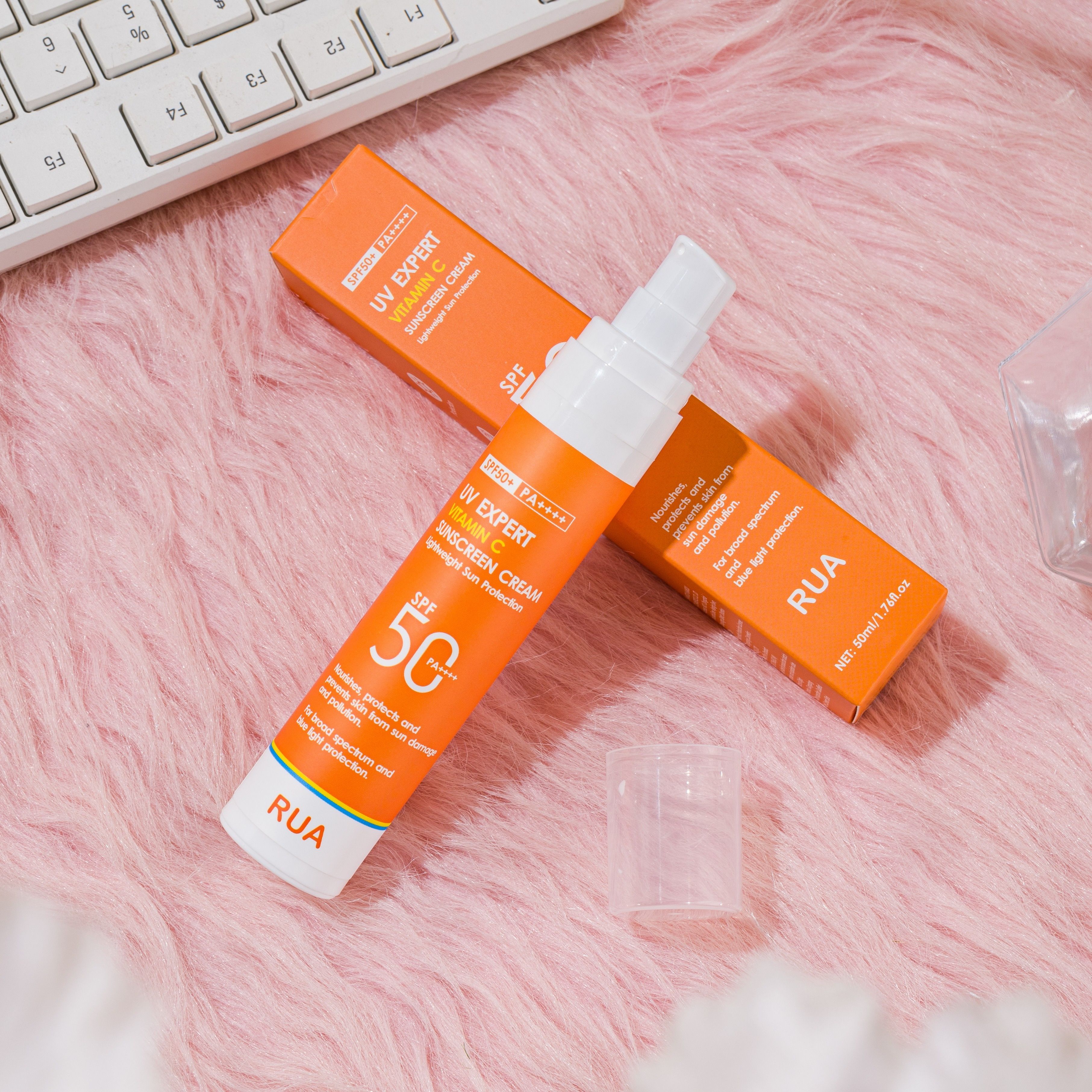 vitamin c sunscreen cream spf 50 alcohol free moisturizing sun protection for all skin types non greasy sweat water resistant ideal for outdoor activities with glycerin 50ml details 0