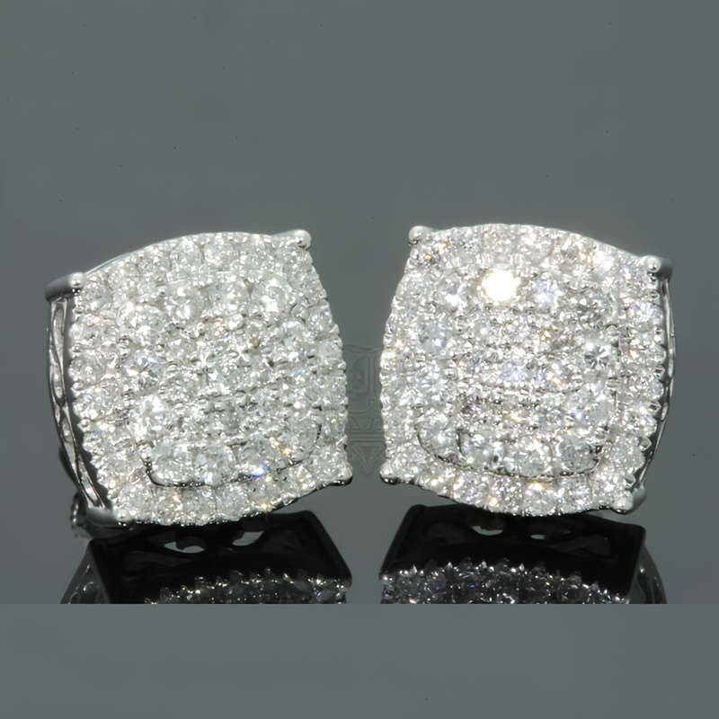 

Simple Square Cubic Zirconia Fashionable Earrings, Versatile Daily Party Accessories Suitable For Both Men And Women