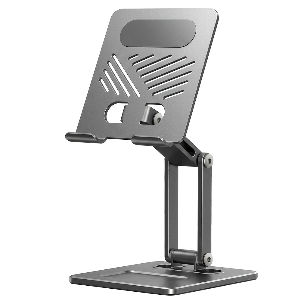 TEMU Soporte Ajustable Resistente para Tablet – Soporte de Escritorio de Metal Engrosado con Base Estable, Visualización Multiángulo, Plegable y