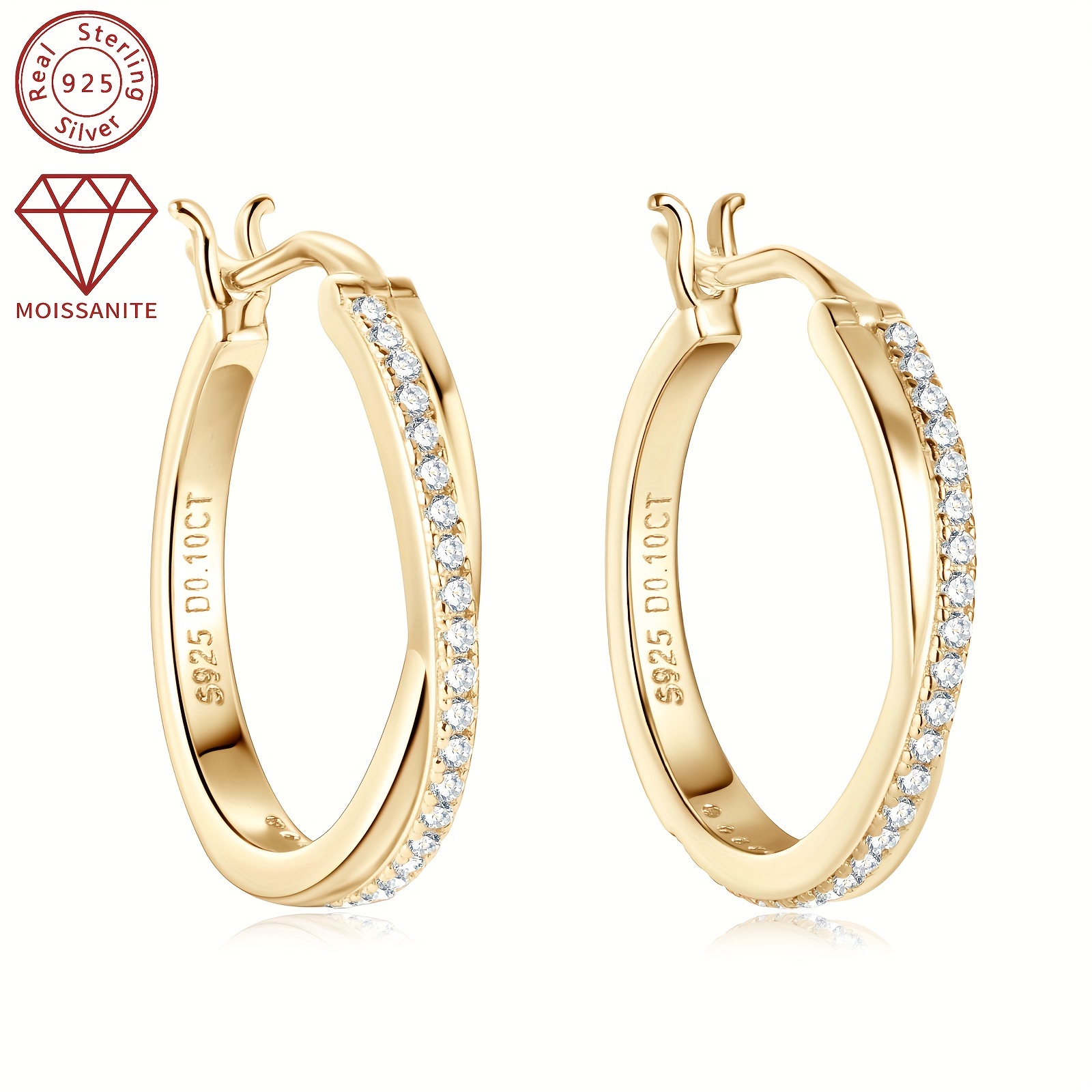 Women's 925 Silver Moissanite Stud Earrings, Daily Versatile Fashion