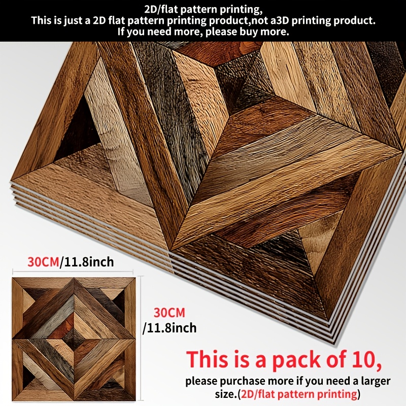 TEMU 10pcs Pack Brown/black/grey/beige Vinyl Floor Tiles With Natural Texture, Self-adhesive Wood Plank Stickers, Wood Patterns, Suitable For Luxury,