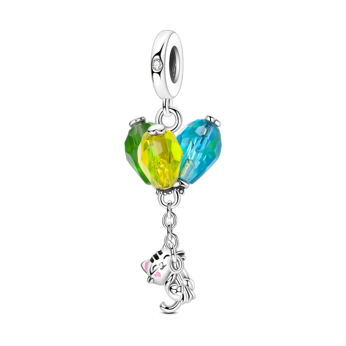 TEMU 1pc Silvery Color Charms Beads For Women Colorful Balloon Cat Charms Box Packaging Elegant Jewelry Gifts Fits Original Bracelet Necklace Making