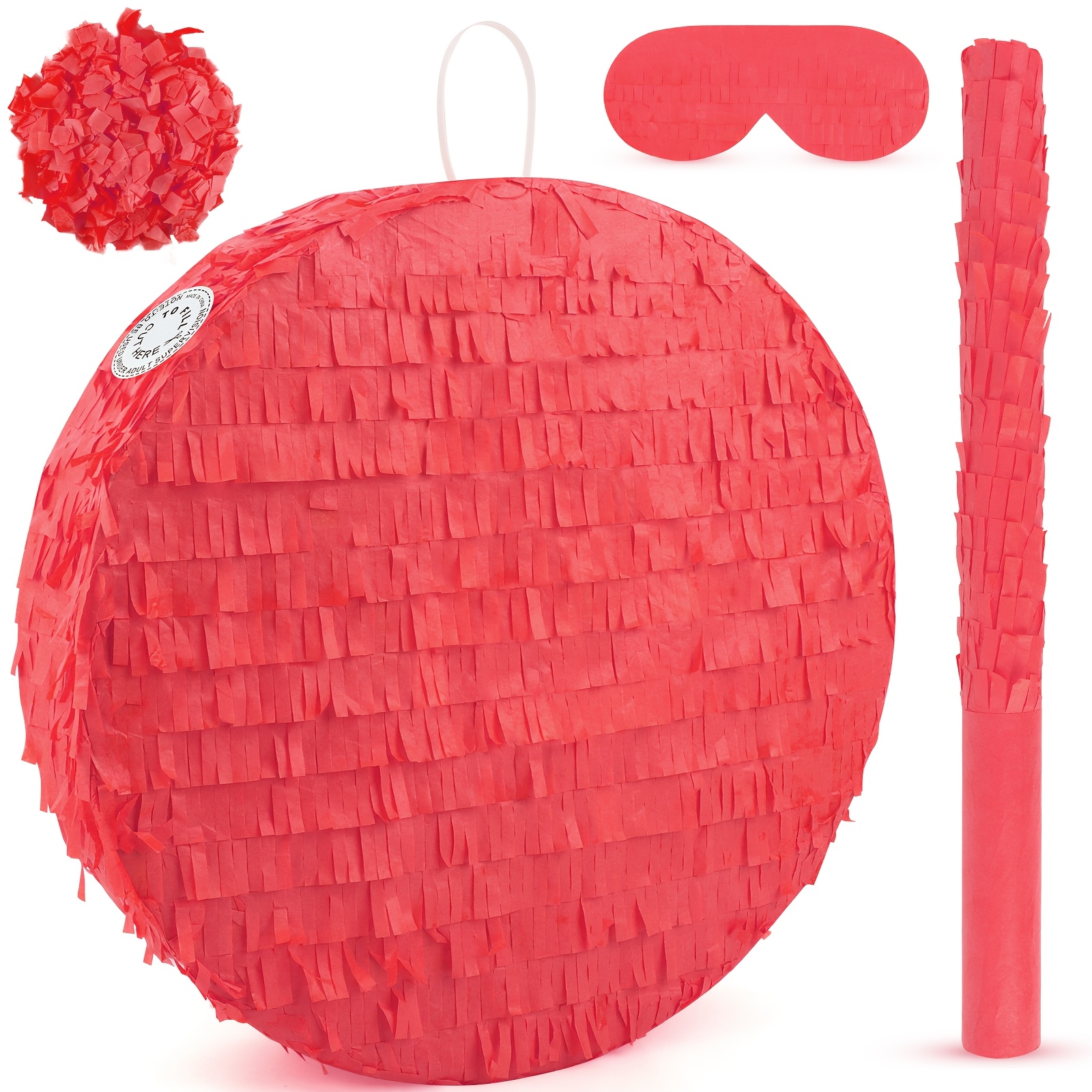 13 inch round red orange pinata large circle blank pinata with stick blindfold and confetti for birthday parties game diy wedding celebration shower carnival party supplies