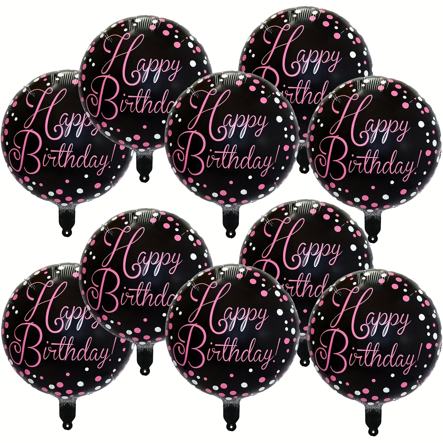 Image of Set Of 10 Birthday Balloons, 18 Inches In Diameter, Made Of Foil And Film, Suitable For Inflating With Helium, Perfect For Decorating Birthday Parties