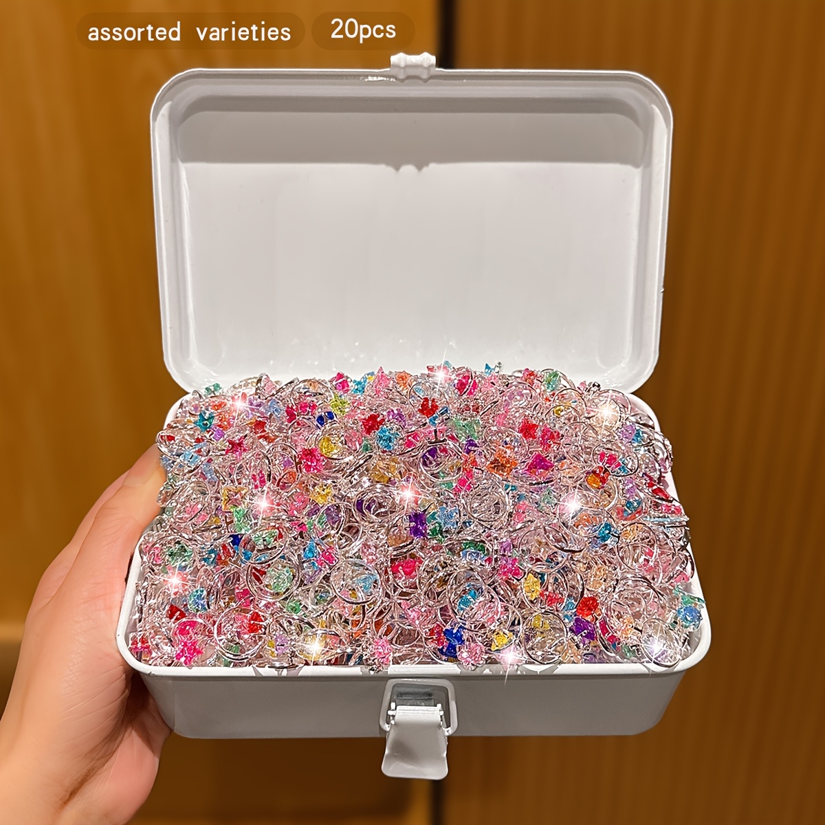juego de 20 anillos para mujer de estilo y color surtidos  , anillos apilables coloridos en   plateado, joyería de moda y de tendencia, regalo para   de   y uso  , estilo y color aleatorios
