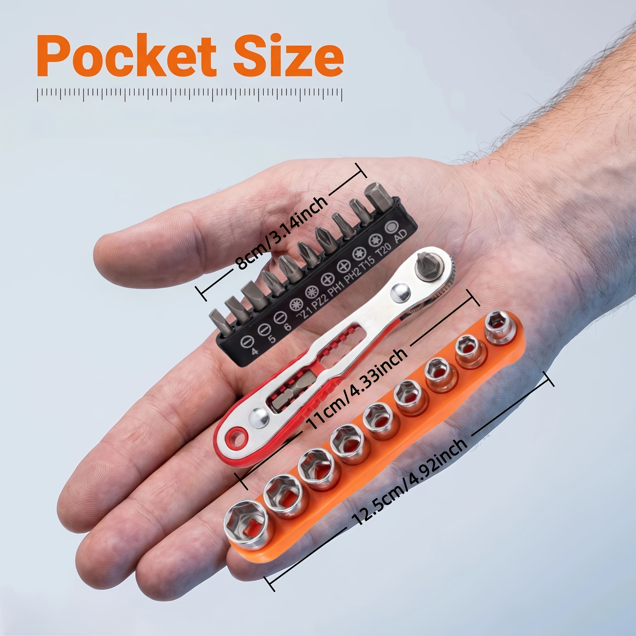 TEMU 22pcs Mini Reversible Ratchet Tool Set With 90 Degree Right Angle Head. Ratchet Screwdriver For Phillips And Flathead Screws. Non-slip Ergonomic