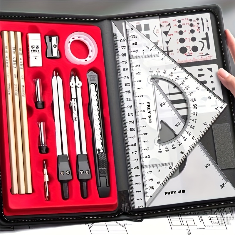 

Professional Drafting & Design Tool Kit With T-square, Compasses, And Gauges - Ideal For Architects, Engineers, And Cad Artists