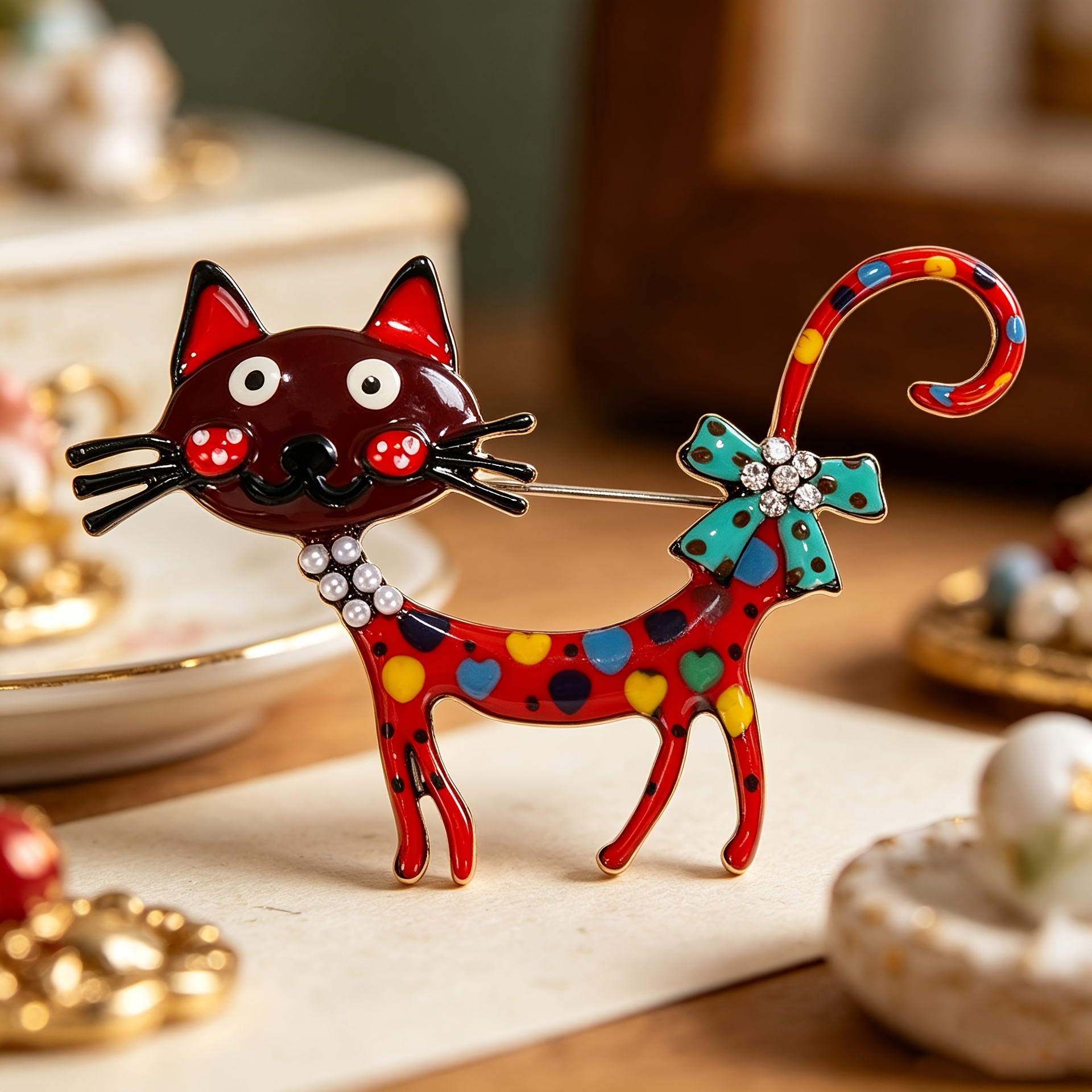 TEMU European And American Cartoon Oil Cat Brooch, With Colorful Animal Shapes, Cute And Exquisite, Versatile Coat And Suit Pins, Fashionable Women's