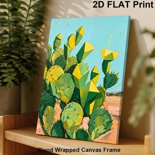 item picture 2d flat 1pc framed cactus poster modern retro desert landscape wall art suitable for home suitable for living room suitable for bedroom suitable suitable for bathroom suitable for dining room decor hanging canvas