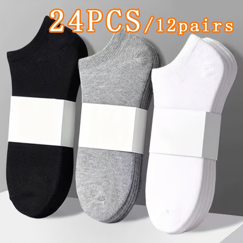 TEMU 48/24/12pcs Womens Breathable Sock, 6/12/24 Pairs Socks For Women, Comfortable Polyester, Solid , Lightweight, Suitable For Daily Casual Wear,