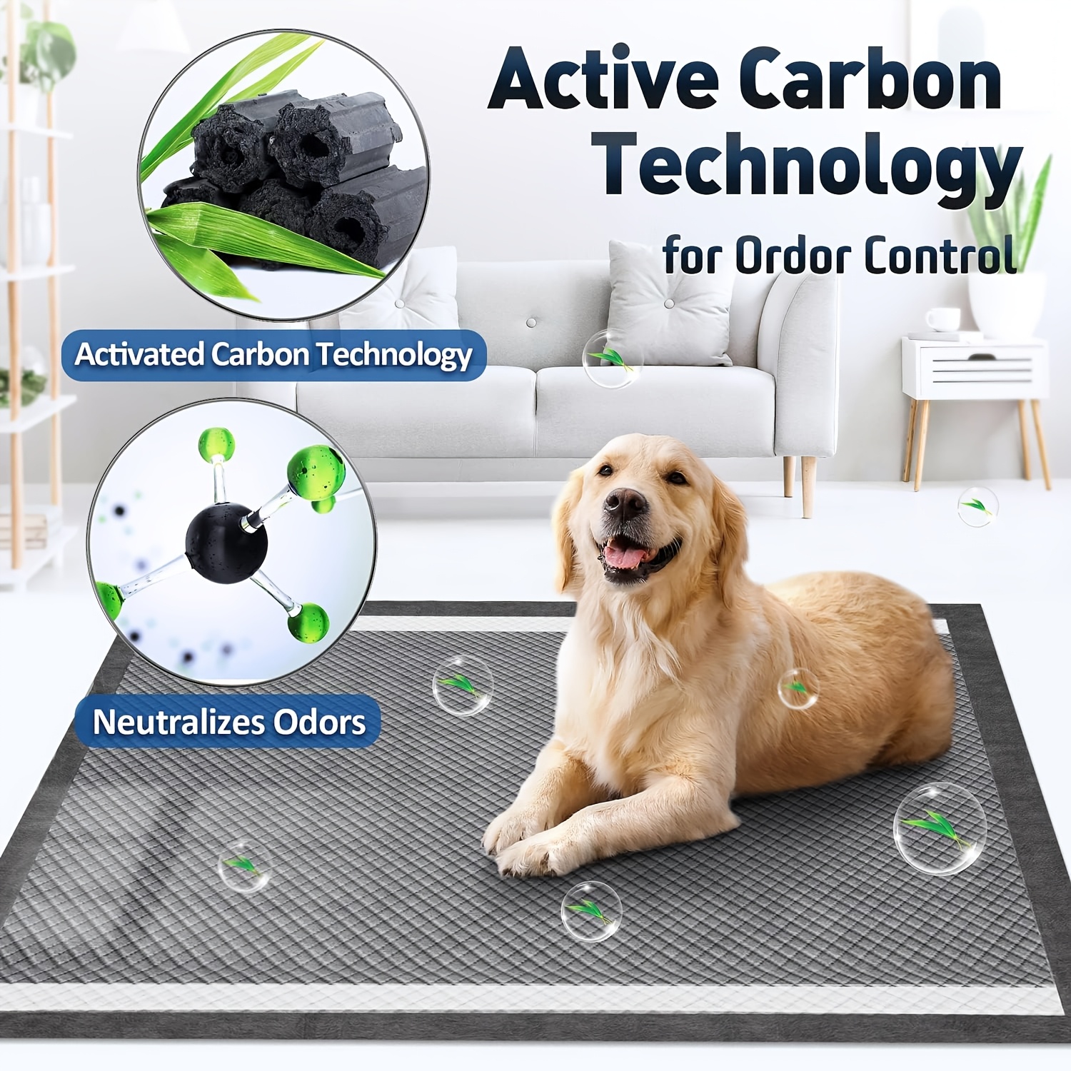 30"x48" /32"x56" 4xl Activated Carbon Pee Pads For Dogs, Charcoal Dog Pads Absorbs Up To 12 Cups Of Liquid, 6-layer Thicker Leak-proof & Quick Dry Dog Training Pads, Disposable