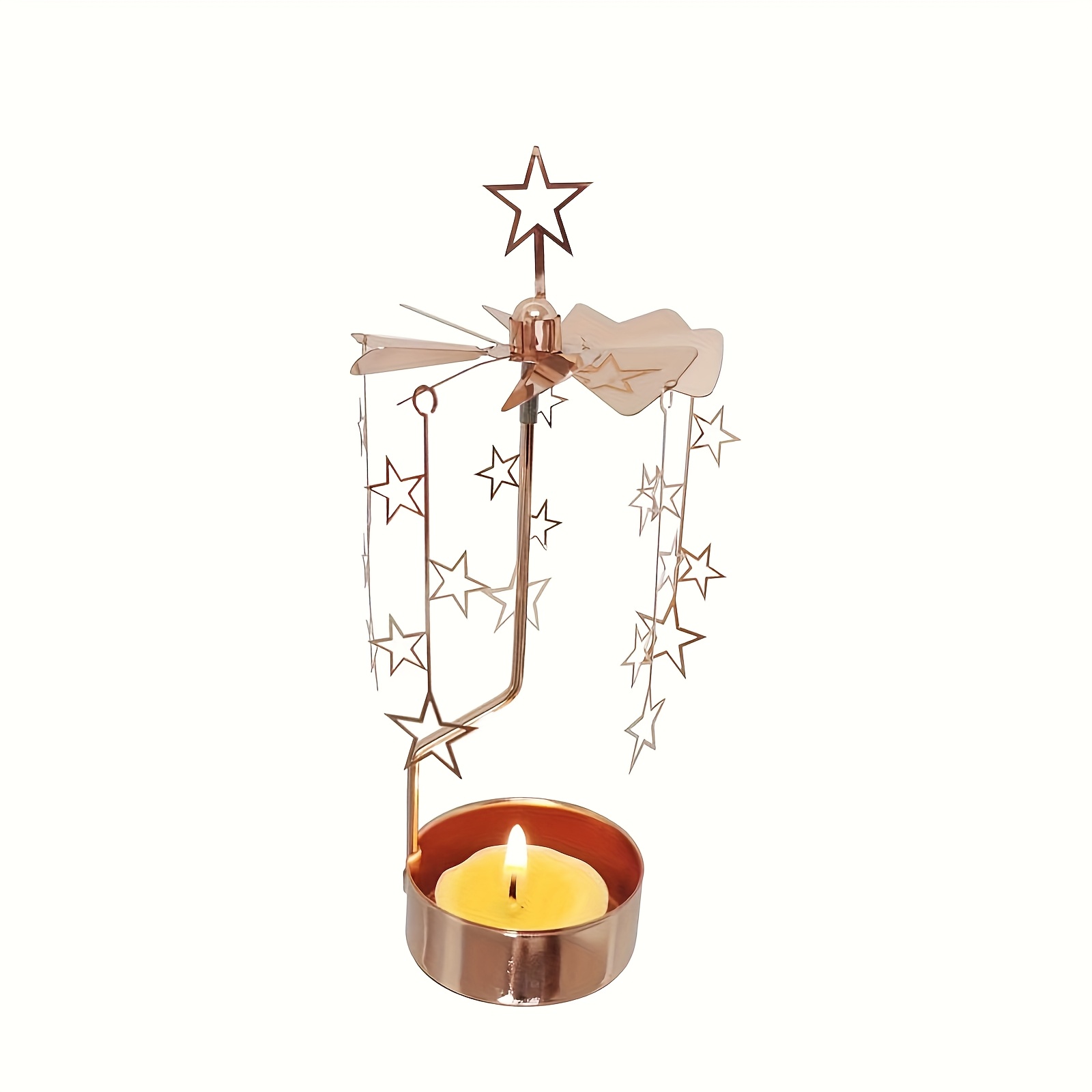 TEMU Star Carousel Candle Rotary Candle Holders Spinning Tealight Holders Christmas Decoration Gift For Mom, Woman, Wife Birthday Gift