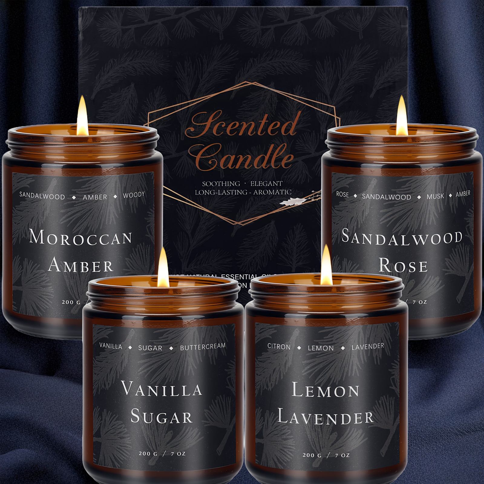 TEMU 4-pack Scented Candles For Home, 28 Oz Soy Wax Candle Gift Set For Women Men (//sandalwood Rose/moroccan Amber), For Home Decor, Room Decor,