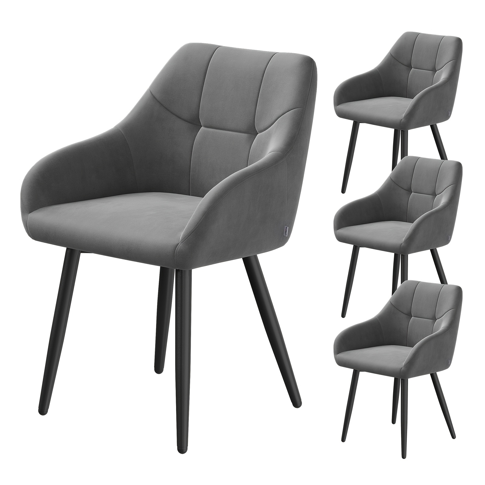 Image of Dining Chair Set, Kitchen Chair, Comfortable Backrest And High Armrests, Swan Velvet Material, Golden Metal Chair Legs, 2/4/6pcs, Suitable For Dining Room, Kitchen, Living Room, And Bedroom