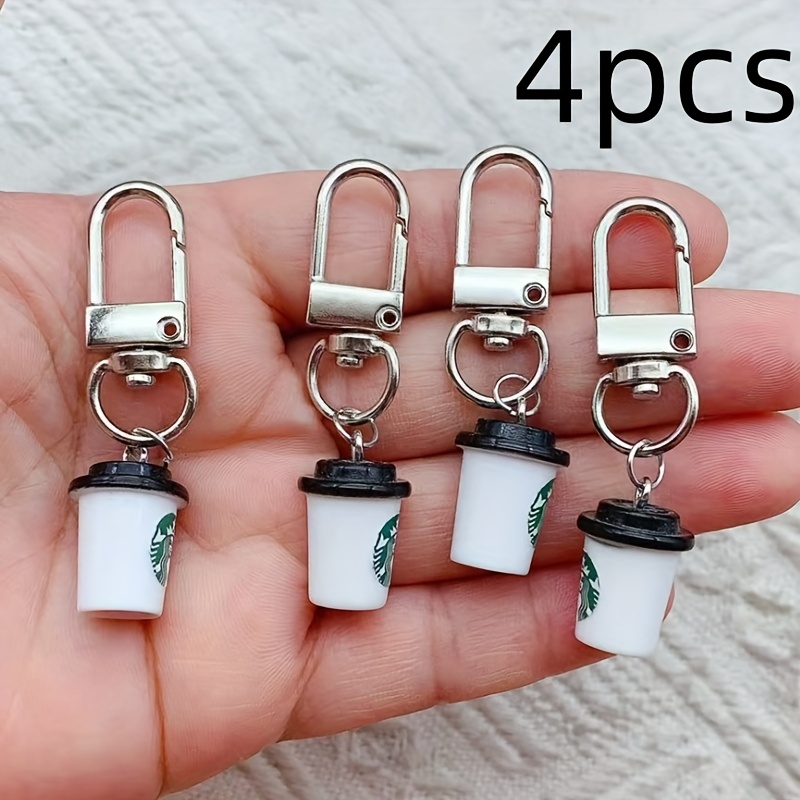 

4pcs Coffee Cup Keychain Set - Cute Alloy And Resin Ornaments, Suitable For Bags, Backpacks And Keys - For Women And Girls