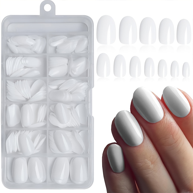 TEMU 120pcs White Short Oval Press On Nails Women Fake Nails, White Oval Fake Nails Press On Nail Tips Artificial False Nails For Women S Minimalist