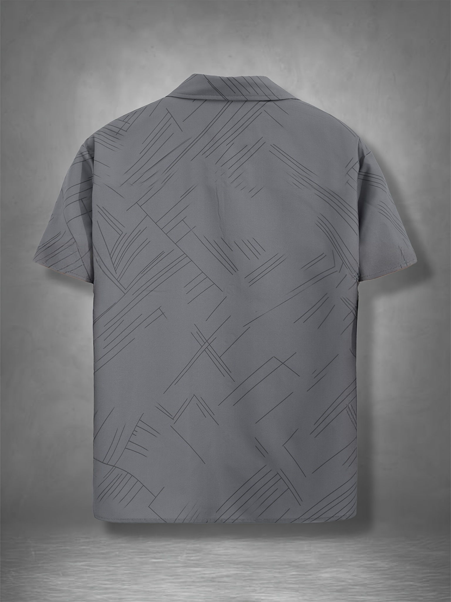 ανδρικό πουκάμισο με γεωμετρικό σχέδιο για επαγγελματική περιστασιακή φορεσιά - λευκό με μαύρο γεωμετρικό μοτίβο, πολυεστέρας, πλενόμενο στο πλυντήριο, κλασικός γιακάς, επαγγελματική περιστασιακή φορεσιά | κομψά κοντά μανίκια | μη ελαστικό υλικό,   Στοιχεία είδους 2