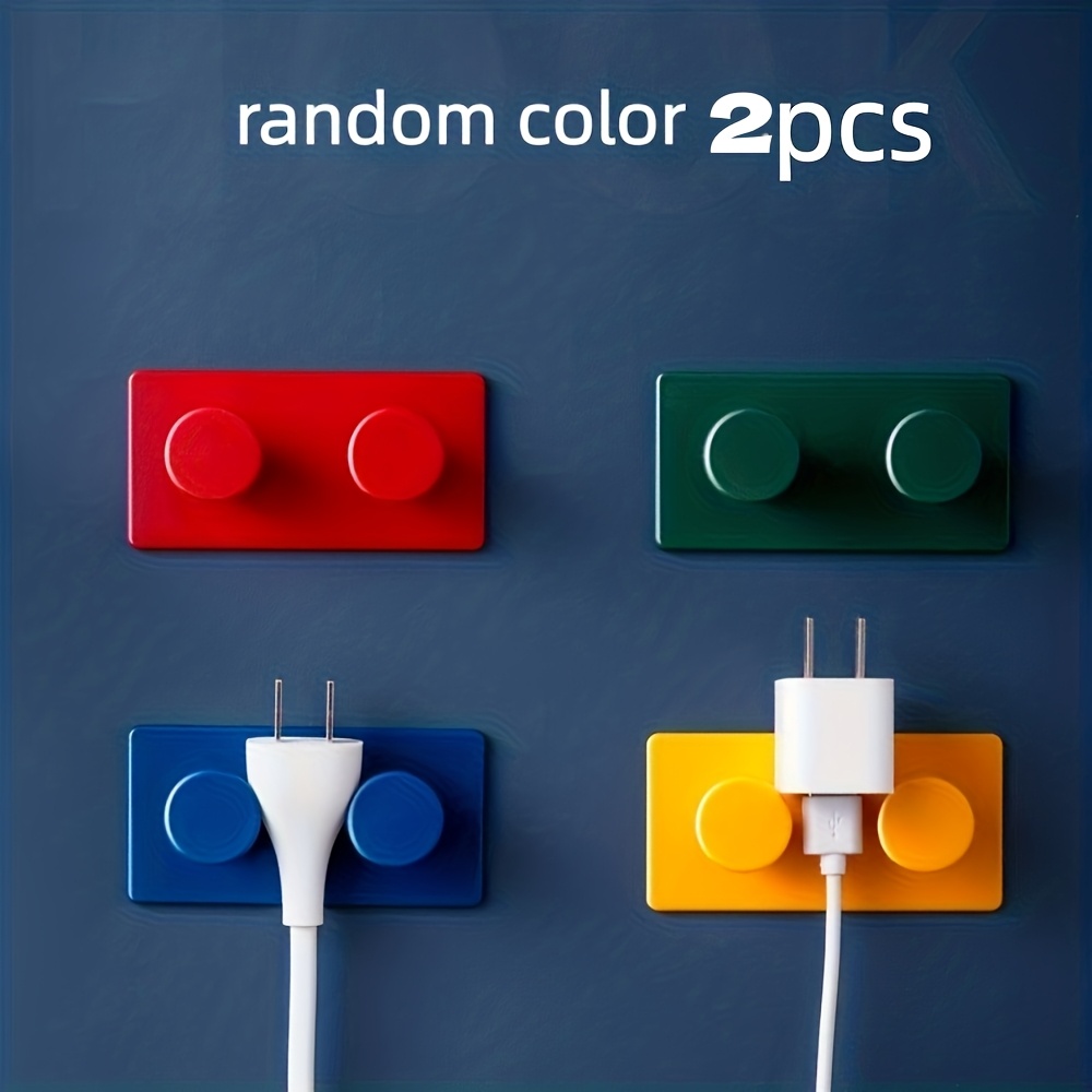 Random Color 2pcs Building Block Shaped Creative Adhesive Hooks, Hooks For Scarves, Hats, Towels, Keys, Bags, Wall Hanging Decoration Practical Hooks, , Random Style