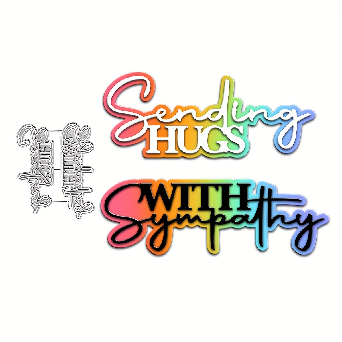 

Anniversary Love Themed Metal Cutting Dies – And With Sympathy , Diy Scrapbooking Stencils For Decorative Embossing, Group Greeting Card Crafting Tools