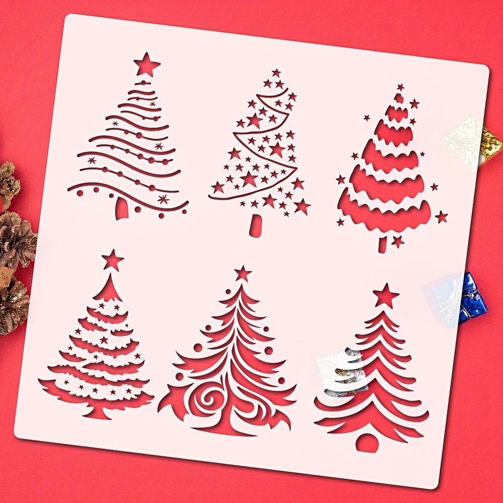9-teiliges Weihnachtsbaum-Schablonen-Set – Kiefern Vorlagen, 29x29 Cm, Wiederverwendbar
