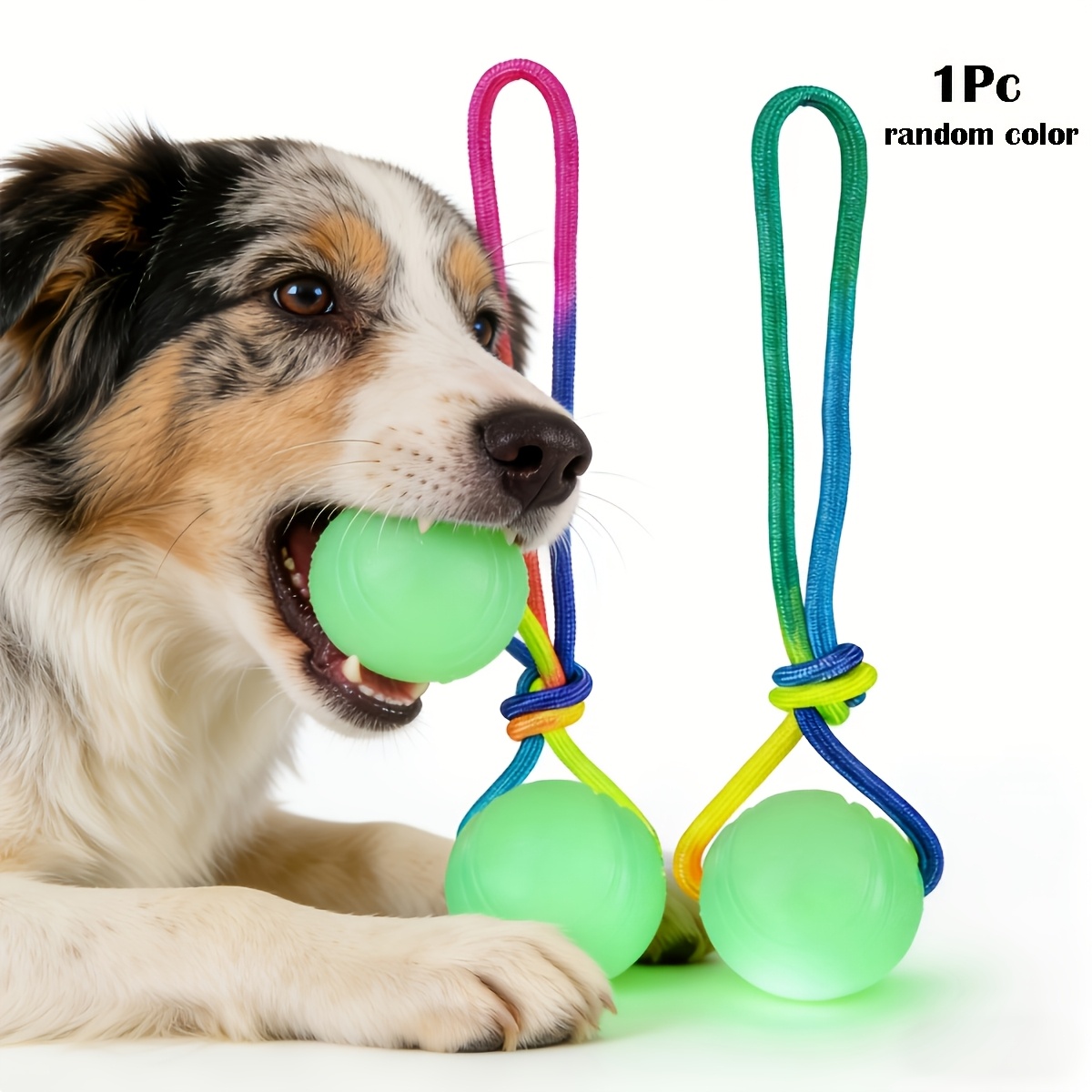 TEMU 1pc -the-the-dark Rope Dog Toy Ball Bite-resistant Molar Interactive Training Ball Random Color, Without Battery