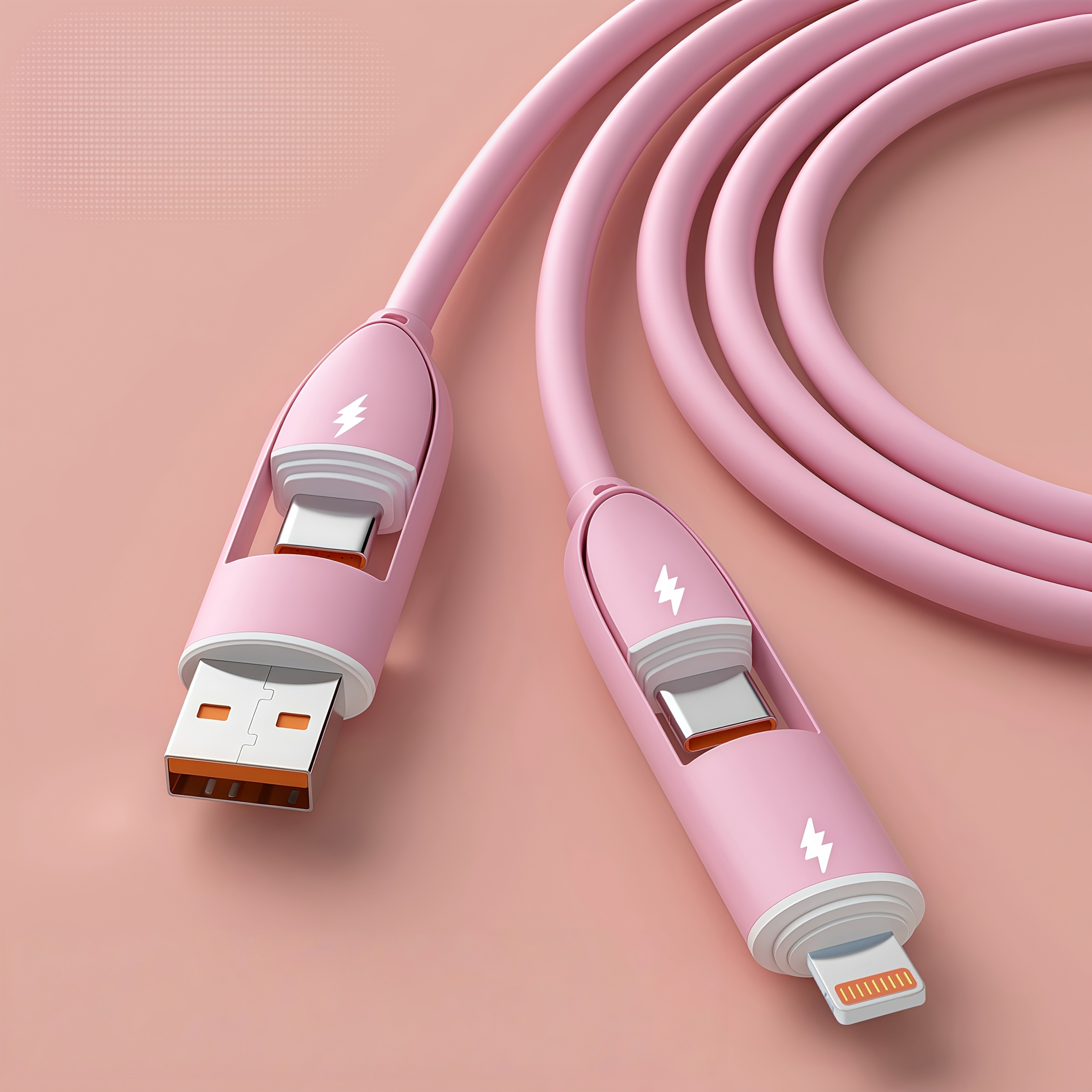 4 in 1 Super Fast Charging Cable, 66W PD, USB-C to Usb/Type-C/Lightning, High-Speed Data Transfer, Suitable for Iphone/Ipad/Xiaomi/Samsung/Switch2/Steamdeck And Other Devices