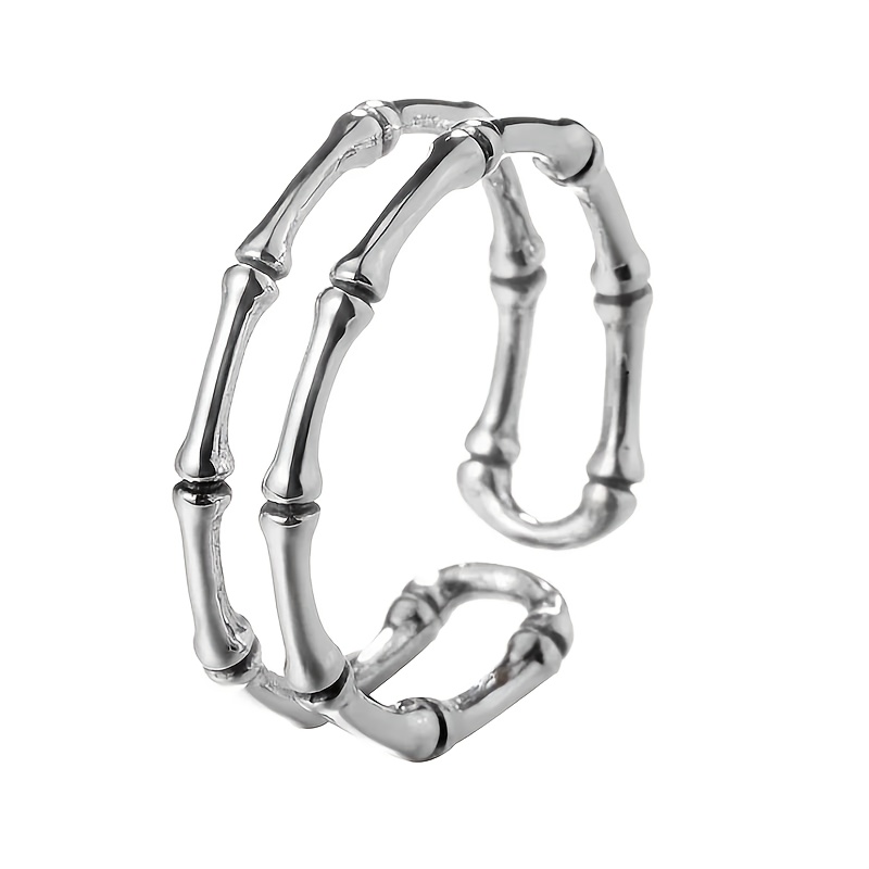 Image of 1pc Women's Fashion Personality Ring, Gothic Style Bone Bamboo Joint Halloween Decorative Finger Ring, Adjustable Ring For Men And Women, Daily Wear And Parties