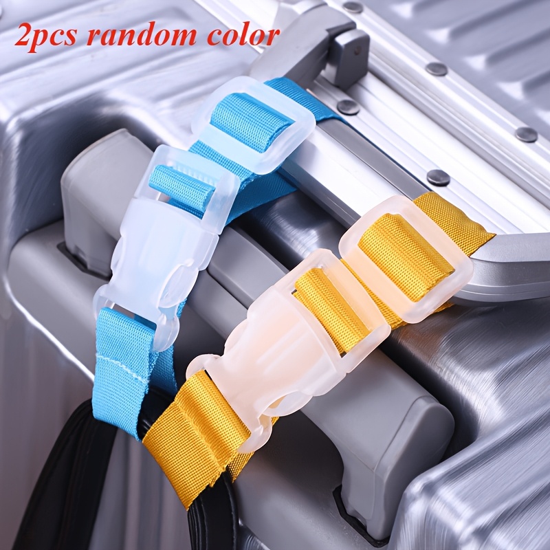 TEMU 2pcs Random Color Luggage Straps, Portable Adjustable Travel Luggage Safety Belts With Release Buckles, Luggage Travel Accessories, Easy To