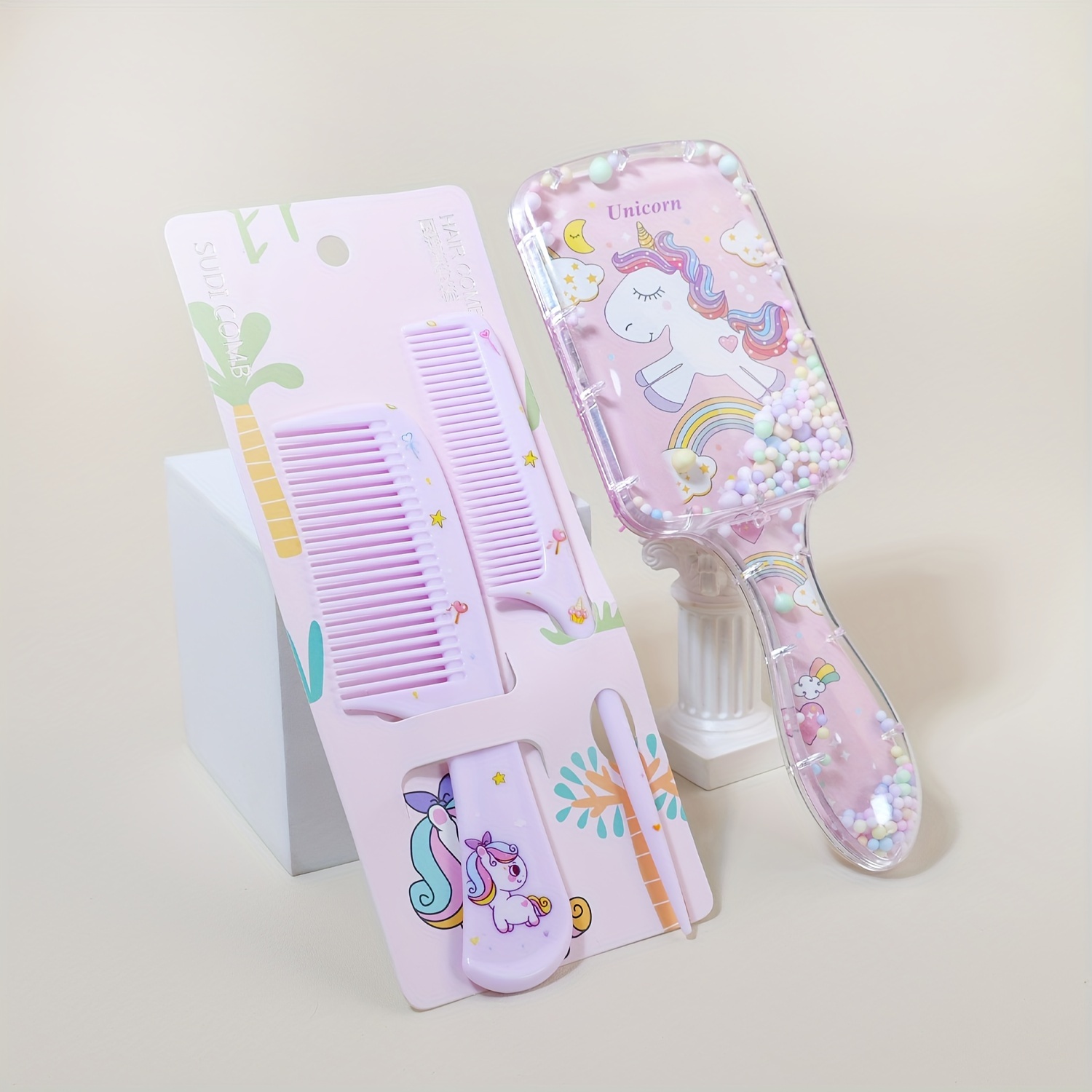 

3pcs Cute Cartoon Hair Comb Set - & Fine Tooth Combs For All Hair Types, Perfect Gift For Birthdays