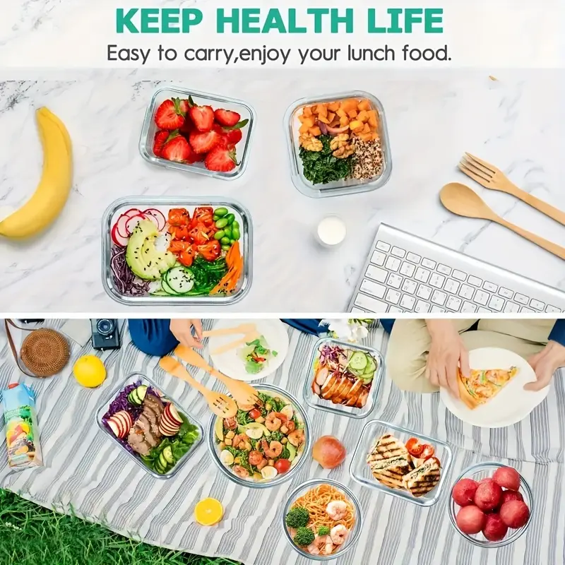 36pcs food storage containers 36pcs including 12pcs glass containers with 12 lids and 6 seasoning boxes with 6 lids airtight freezer containers with lids glass meal prep container food dish transport bus tubs Product details 1