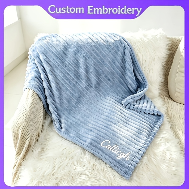 Custom Embroidered Name Flannel Blanket