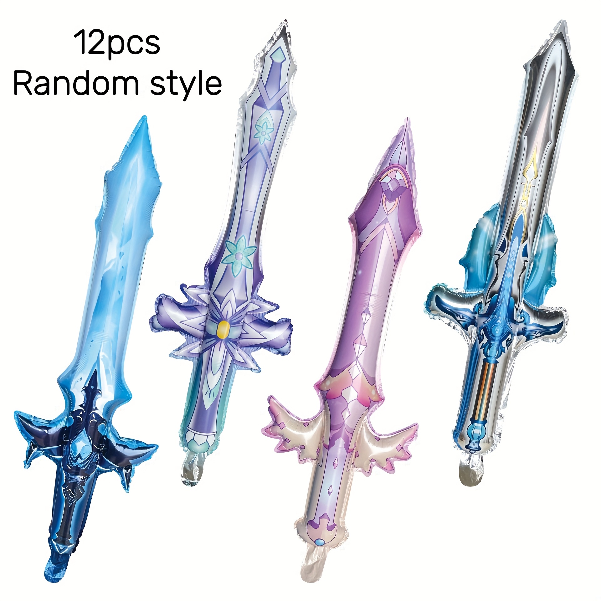 Image of Inflatable Swords Foil Balloons (random Style) For Sword Balloons For Themed Party Decor Favors Happy Birthday Party Decorations For Men Play Fighting Birthday Decorations, For Halloween, Christmas