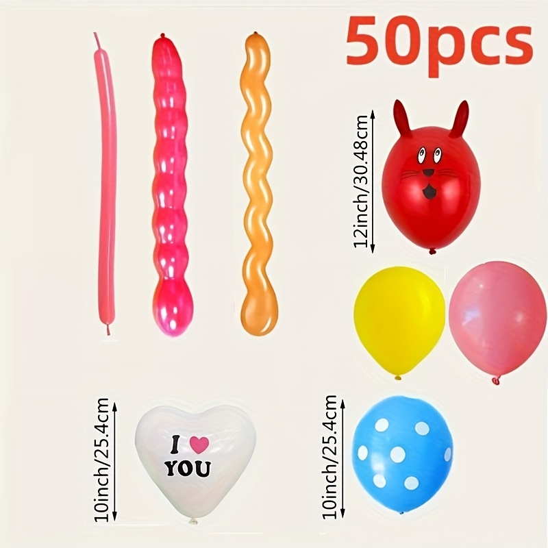 50pcs Quick Fill Balloon Set - Full of Energy Party and Event Decorations for Birthdays, Weddings, Holidays Easy Assembly Included