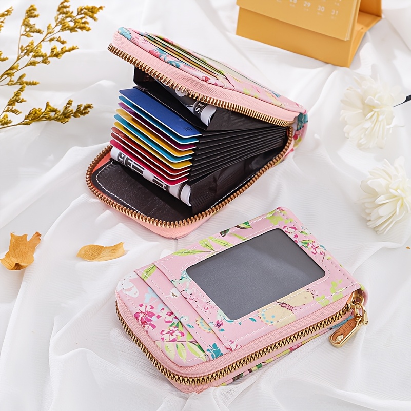 Womens Color Printing Card Holder Wallet Id Holder Pu