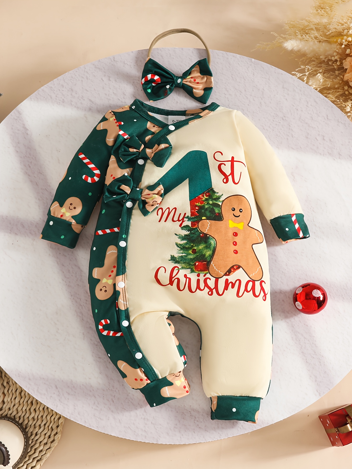 year old baby christmas long sleeve pants leg jumpsuit Temu