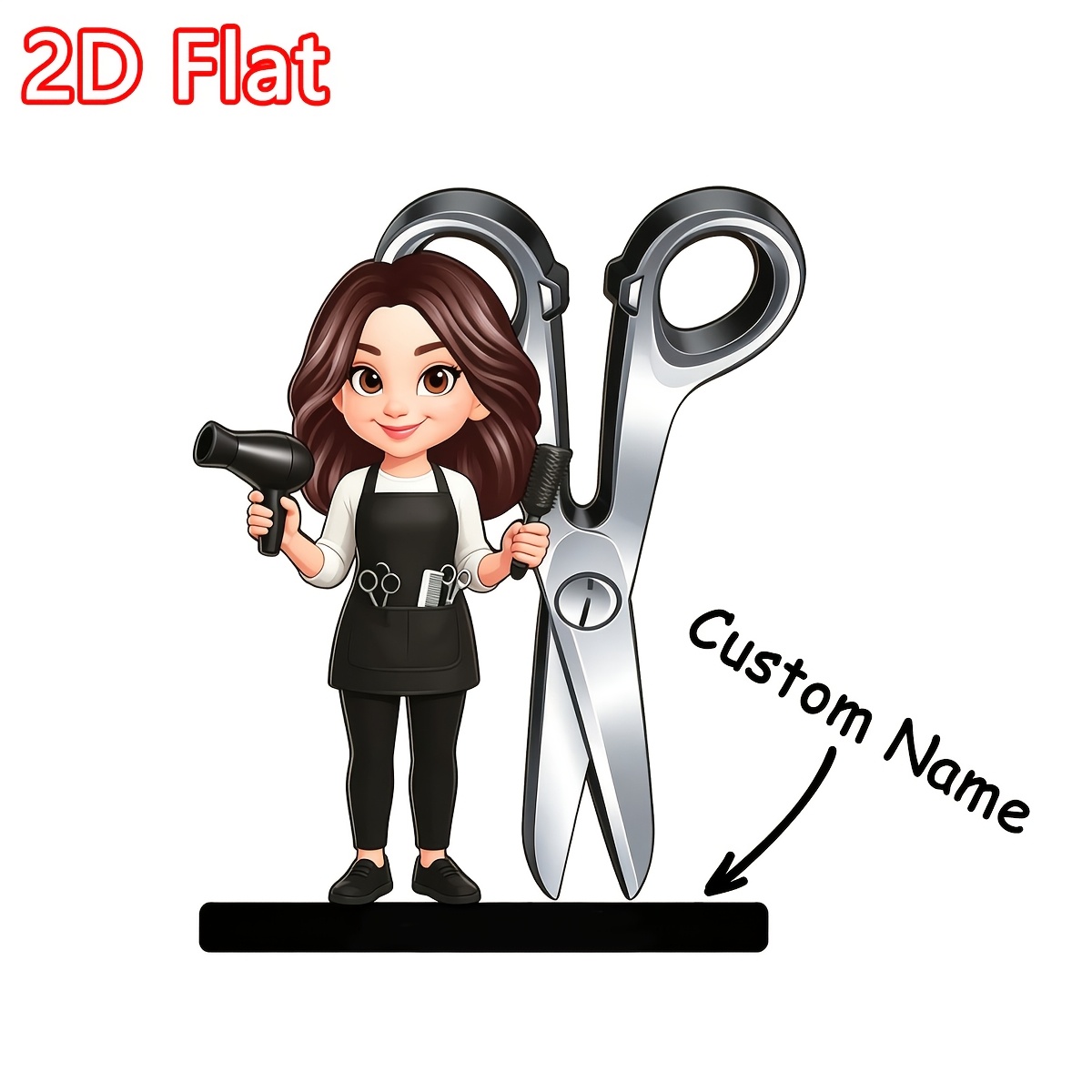 TEMU Tijeras de peluquería 2D personalizadas, decoraciones para salón de peluquería, personalizables con , regalos y para peluqueros