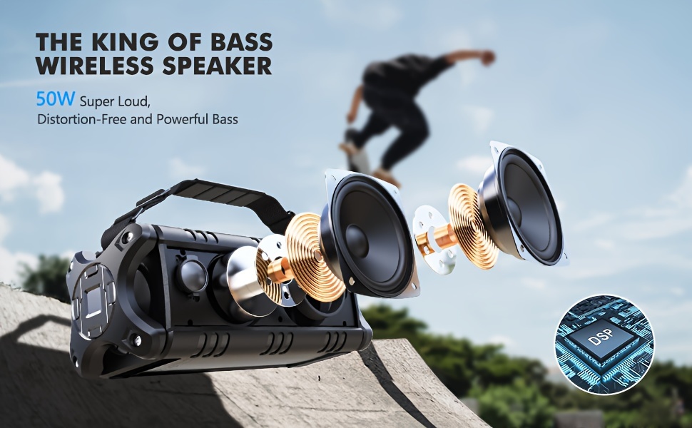   50w 70w   wireless s er portable s ers wireless loud outdoor large s er subwoofer bass boost dsp long playtime stereo pairing power bank tf aux hands free details 0