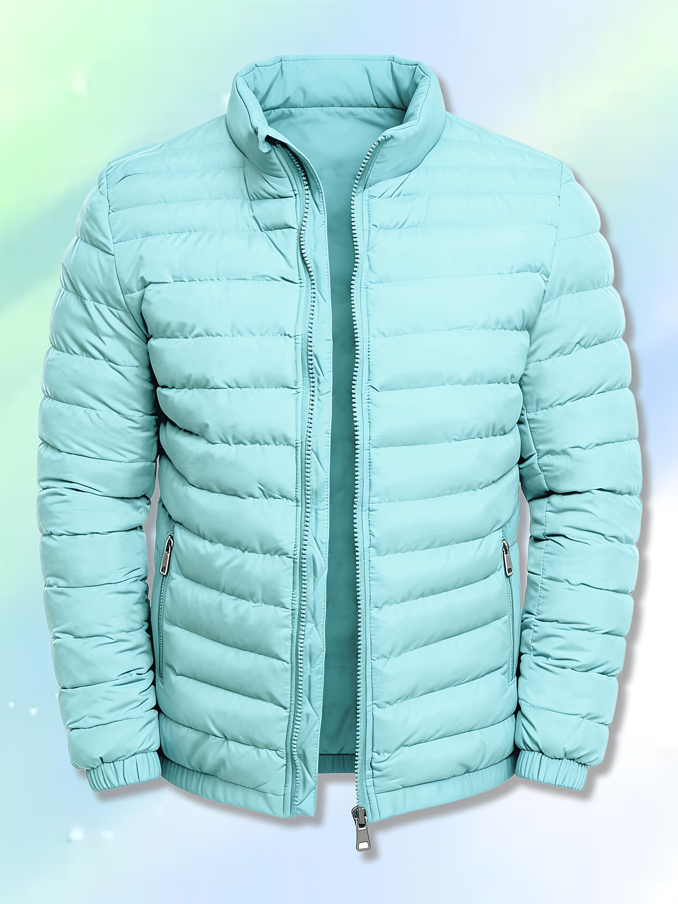 Veste légère chaude pour hommes européens et américains - Veste coupe-vent zippée à col montant pour hommes, conception de poche zippée adaptée aux activités de plein air, vêtement d