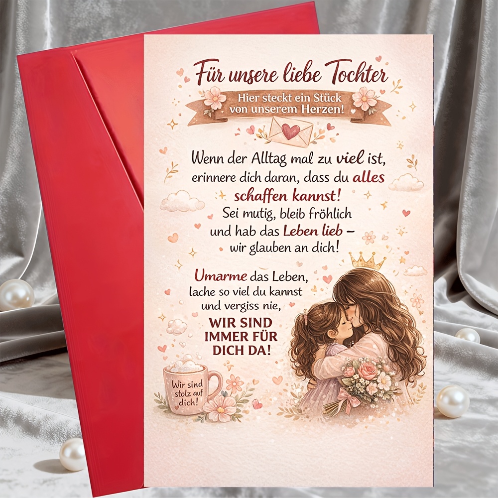 E-shop Grußkarte 1 Umschlag an unsere geliebte Tochter Karte von Mama und Papa Deutsch Text Ermutigung Liebe Unterstützung Geburtstag Abschluss
