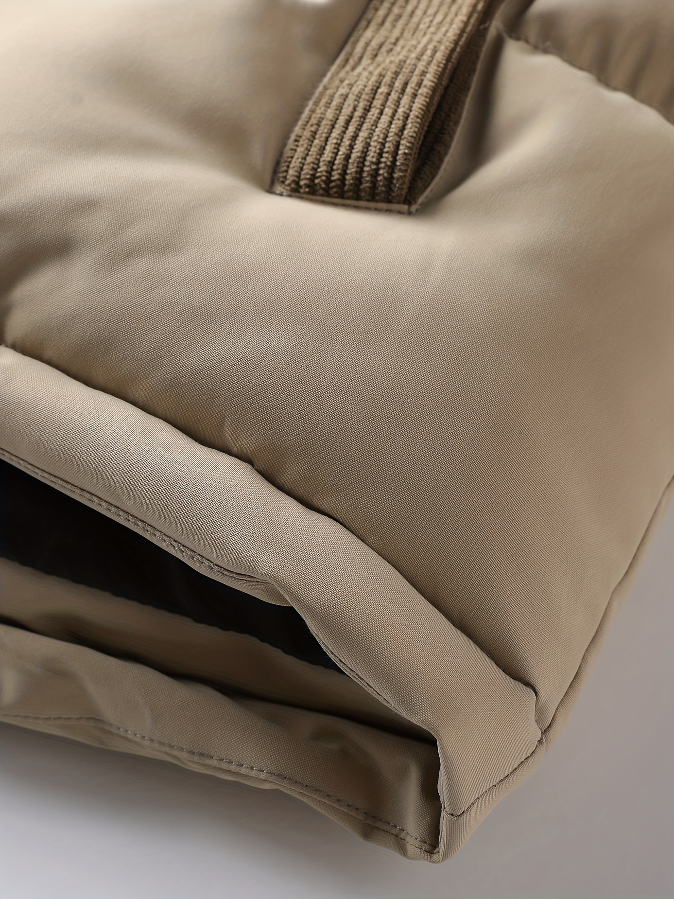 Heren Winterjas - & Bruine Kleurblok Jas met Capuchon en Volledige Ritssluiting