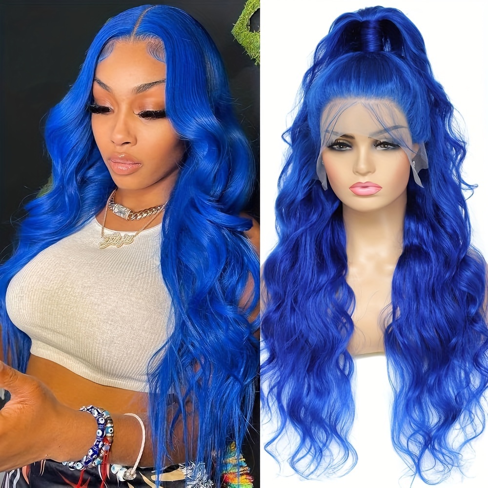 Navy Blue Lace Front Body Wave Human Hair Wigs Women Pre Temu Canada