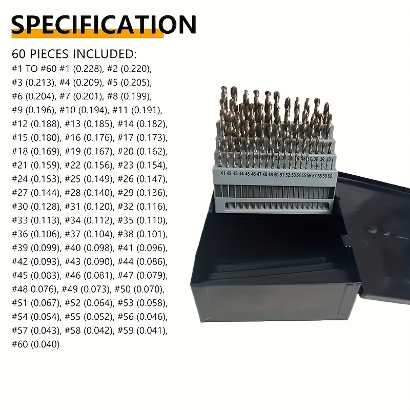 TEMU 60pcs Cobalt Metric Drill Bits Set Straight Shank Drillbits Metal Twist Drill Bits For Hard Metal And Cast Iron With Metal Index Storage Box,