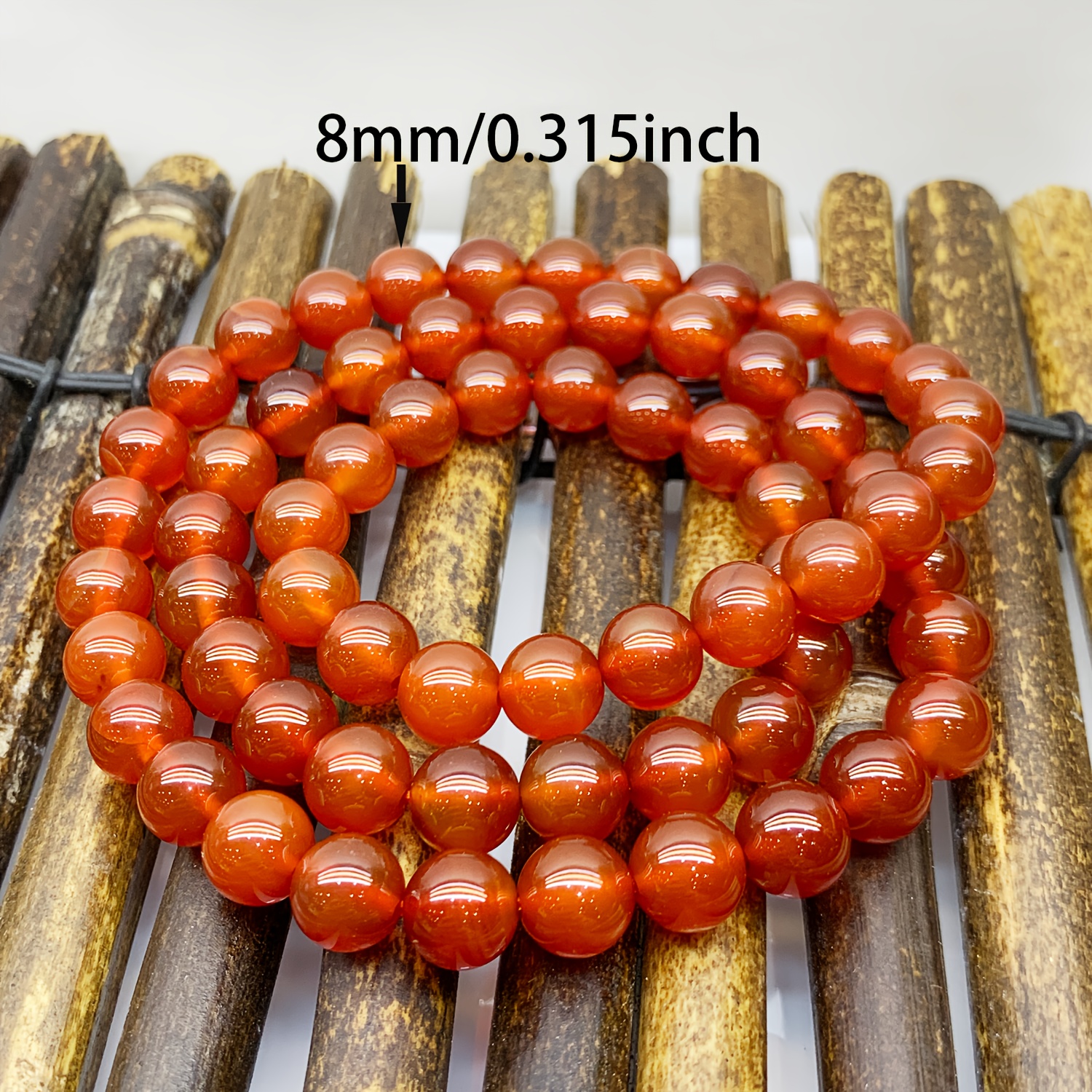 Red Agate Beaded Bracelet Single Strand Style