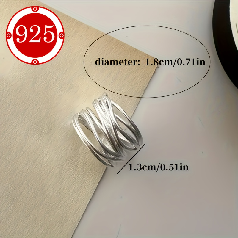 925 Silver Low Allergy Adjustable Ring, Women's Gift