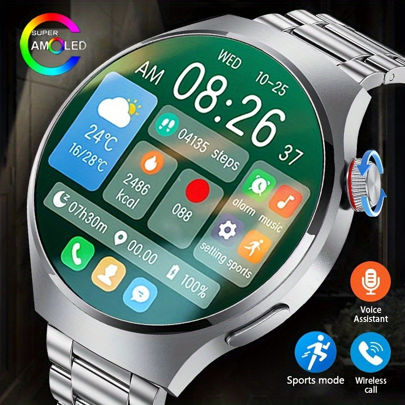 

2024 New Wireless Call Smart Watch For Men Sports Fitness 466*466 Hd Full Touch Screen Ai Voice Answer/make Call Smartwatch Sports Men's Watches Compatible With Android/iphone