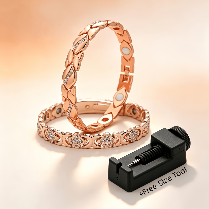 TEMU 2pcs Elegant And Stylish Women's Magnetic Bracelet, Suitable For Daily Wear And Sleeping, A Surprise Gift For Mother Or Girlfriend, Ideal For