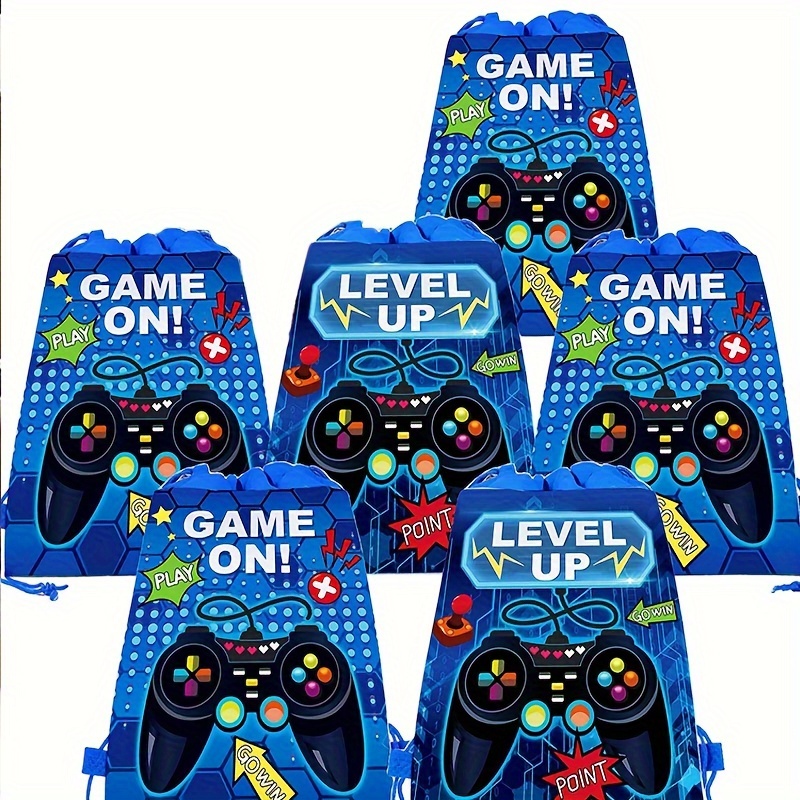 

6pcs, Video Game Party Drawstring Bags, Gaming Party Supplies, Video Game Party Favors Bag, Video Game Goodie Bags, Theme Party Supplies