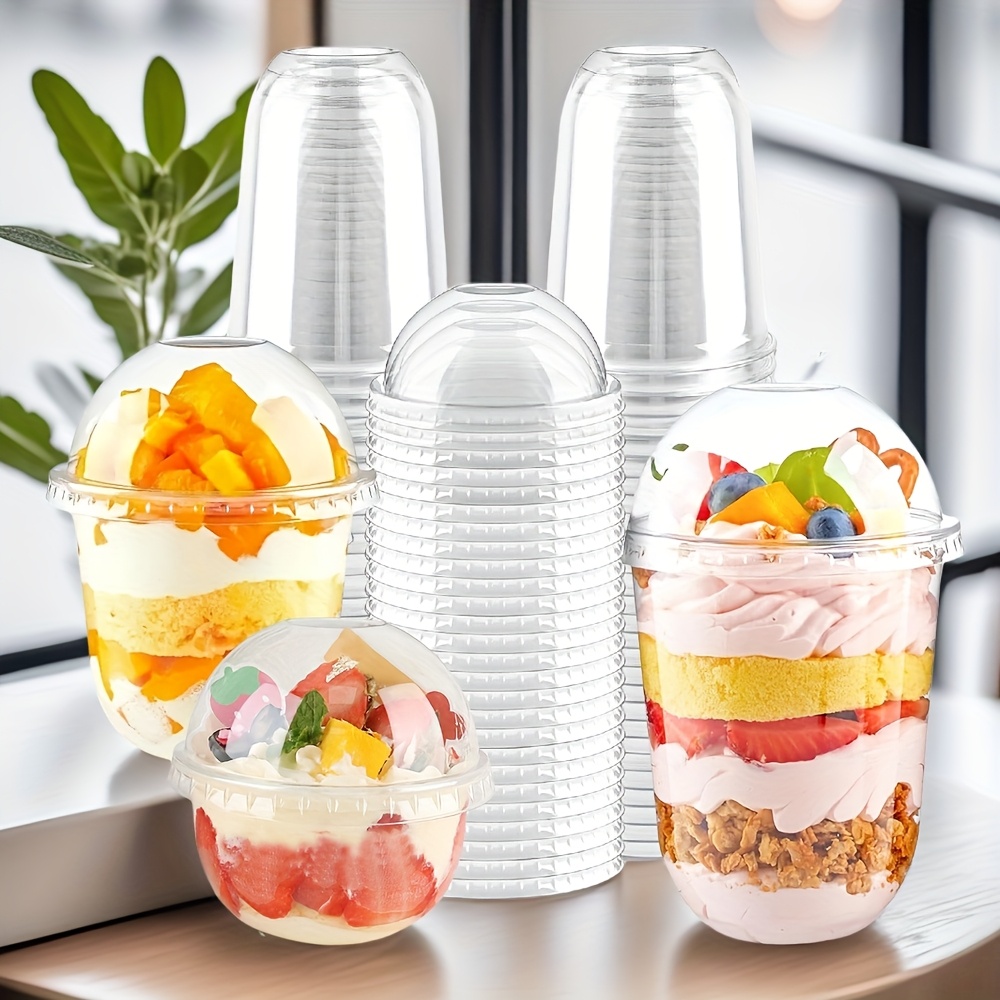 198pcs Set of 250ml/360ml/500ml Transparent Cake Boxes with Lids, Cupcake Containers for Cakes, Mousse, Smoothies, Yogurt, and Ice Cream, Ideal for Weddings, Parties, and Catering